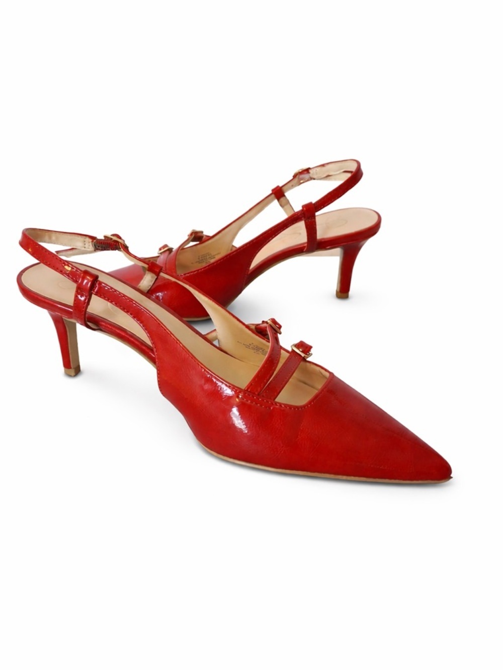 Jessica Simpson Red Patent Leather Pointed-Toe Slingback Heels